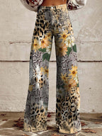 Woman's Casual Baggy Jeans | Long leopards