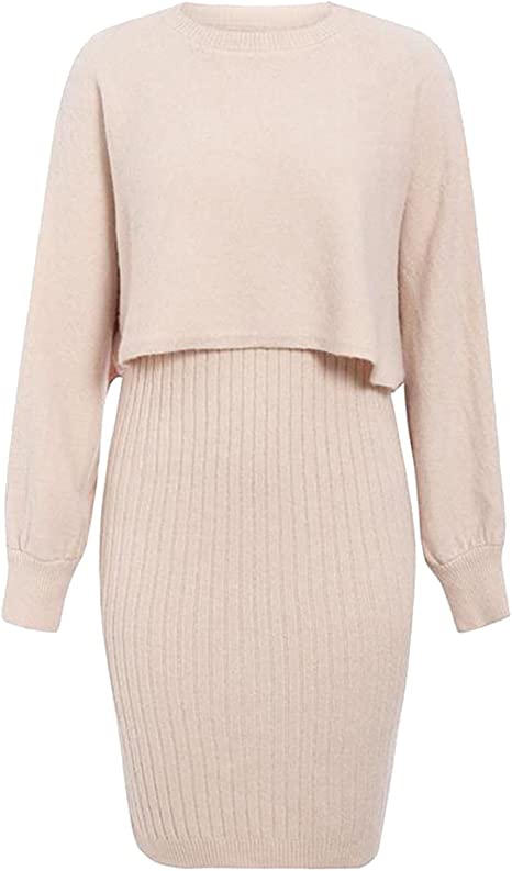 Maternity Set – Stretchy Maternity Dress & Sweater Set for Expecting Mothers, Pregnancy Outfit, One Size – Luna