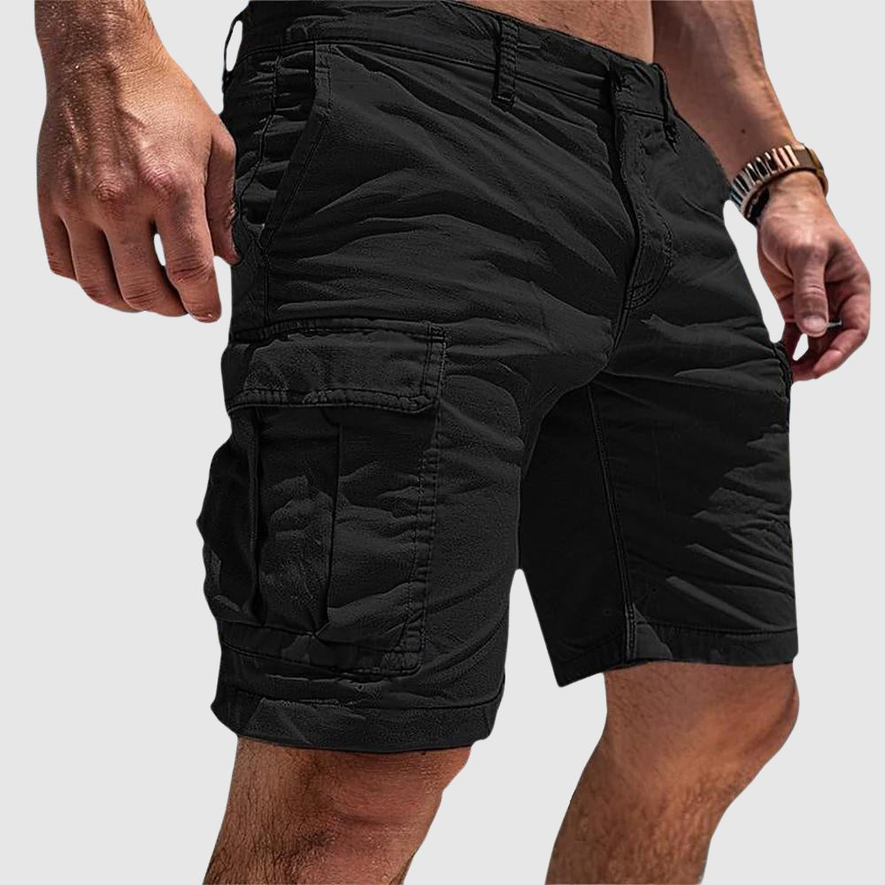 Ruben | Men's Summer Cargo Shorts Knee Length Black