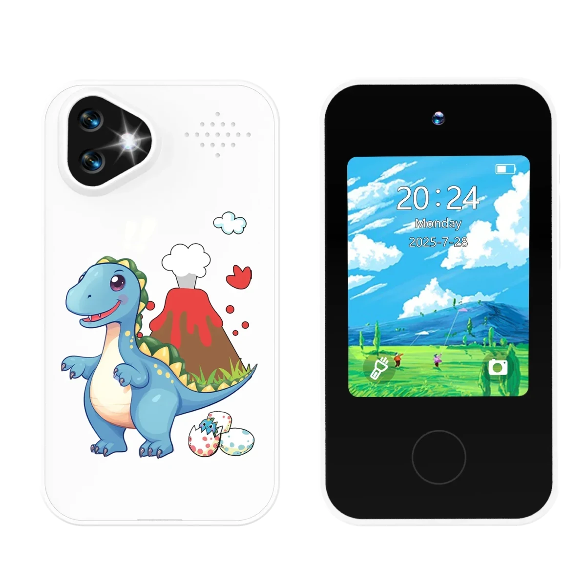 Kids Smartphone Toy with Dual Camera - 1080P HD Video & MP3 Music Player with Games Dinosaur White