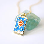 Tarot Card Necklace – Stainless Steel Tarot Pendant Necklace, Sun, Moon, Star & World, Each with Its Own Meaning – Amore Sun