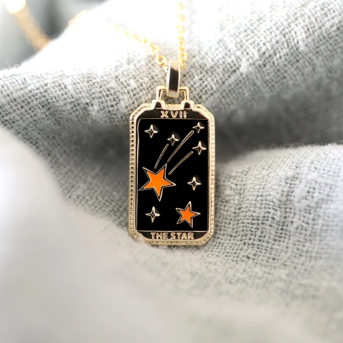 Tarot Card Necklace – Stainless Steel Tarot Pendant Necklace, Sun, Moon, Star & World, Each with Its Own Meaning – Amore