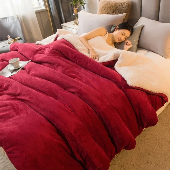 Double-Sided Flannel & Fleece Throw Blanket – Soft Warm Blanket for Bed and Couch, 12 Colors, 5 Sizes Wine Red