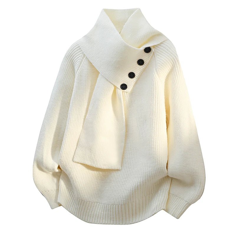 Damaris | Women’s Sweater | Scarf-Style Neckline White