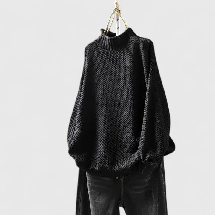 Isana | Women’s Sweater | High Ribbed Turtleneck Collar Black