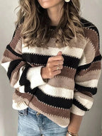 Flōre | Women’s Sweater | Striped Loose Brown