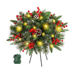 Lighted Christmas Wreath Planter Insert – 20 in Battery Operated Pre-Lit Decoration with 50 LEDs, 8 Modes & Timer