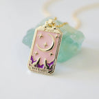 Tarot Card Necklace – Stainless Steel Tarot Pendant Necklace, Sun, Moon, Star & World, Each with Its Own Meaning – Amore Moon