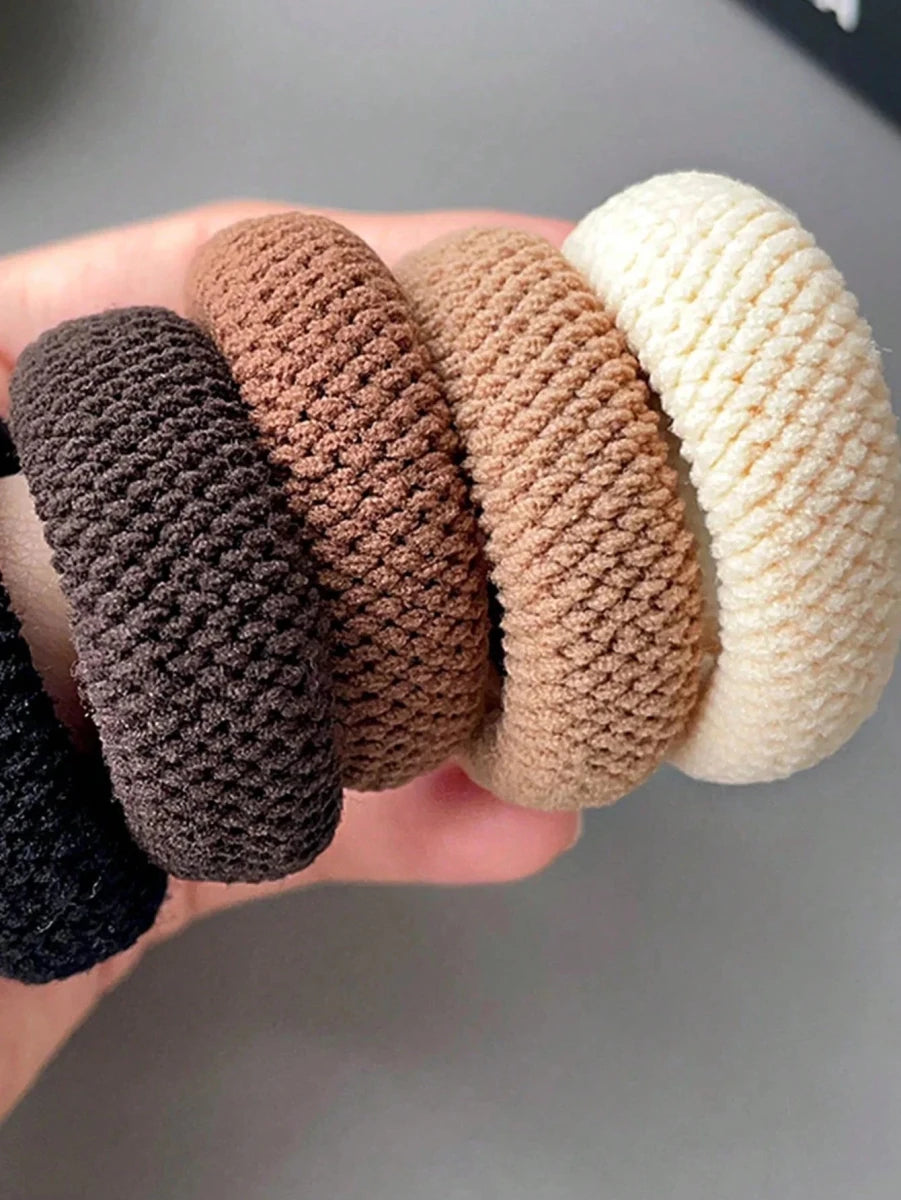 Amore | 5/10 Pack High Elasticity Thickened Hair Scrunchies - Damage-Free No-Crease Soft Cotton Ponytail Holders & Versatile Hair Ties (Mixed Colors) 5 Pcs - Mixed