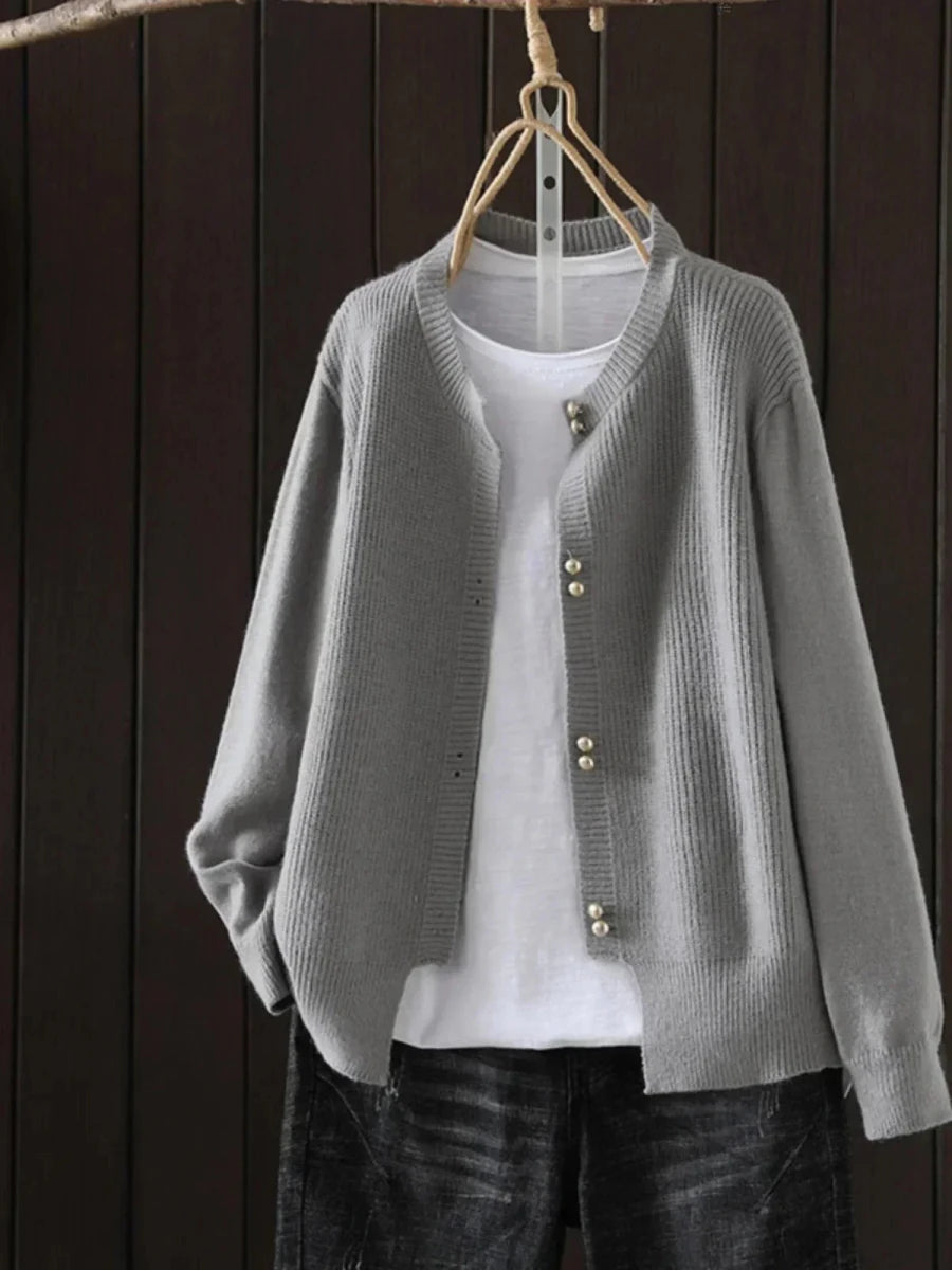 Inspire | Women's Button-Front Cardigan Sweater - Ribbed Cuffs V-Neck Knit & Casual Fall Top