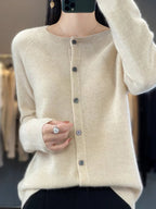Solis | Women’s Cardigan | Round Neckline Knitted Beige