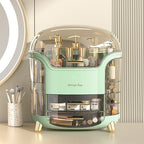 Luxury Makeup Organizer – Dustproof Makeup Storage Box with Compartments, Vanity Cosmetic Organizer, Green or White Green