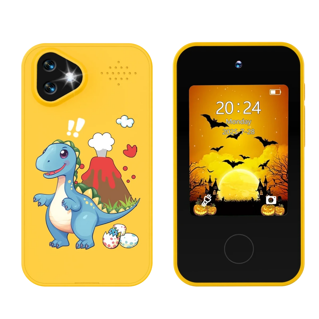 Kids Smartphone Toy with Dual Camera - 1080P HD Video & MP3 Music Player with Games Dinosaur Yellow