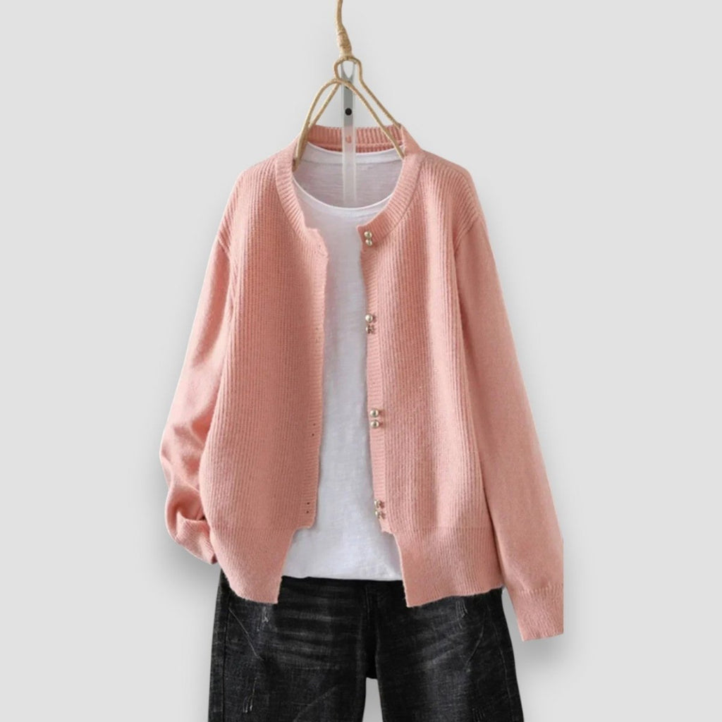 Inspire | Women's Button-Front Cardigan Sweater - Ribbed Cuffs V-Neck Knit & Casual Fall Top