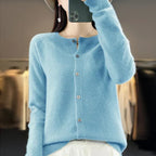 Solis | Women’s Cardigan | Round Neckline Knitted Light Blue