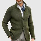 Hermosa | Men’s Cardigan | Button Front Stand Collar Green
