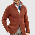Hermosa | Men’s Cardigan | Button Front Stand Collar Red
