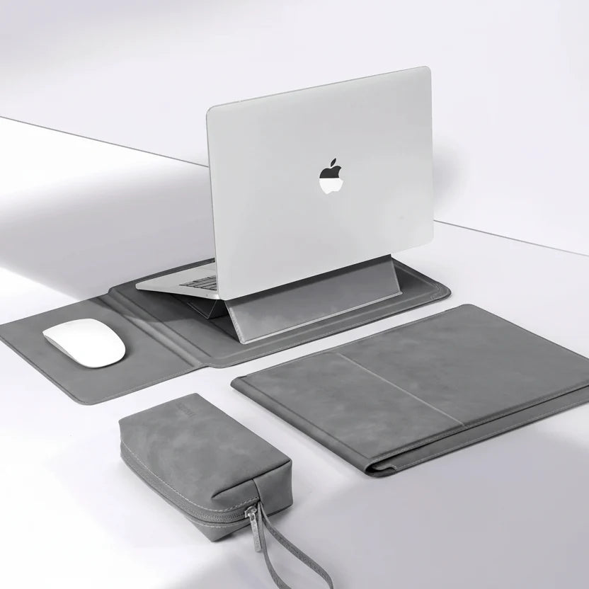 Laptop Sleeve Case with Ergonomic Foldable Stand for MacBook Air Pro 13 13.6 M4, HP, Dell, Huawei - Waterproof Slim Notebook Cover 13 14 15 15.6 16 Inch