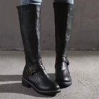 Bersh | Boots For Women | Knee High Flat Heel With Buckle Strap