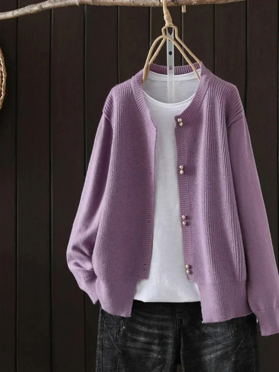 Inspire | Women's Button-Front Cardigan Sweater - Ribbed Cuffs V-Neck Knit & Casual Fall Top