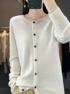 Solis | Women’s Cardigan | Round Neckline Knitted White