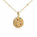 Bersh | Mother's Day MAMA Necklace Gift - Irregular Circular Guardian Pendant in Waterproof Stainless Steel, Dainty Mom Jewelry Gift for Women Abuela - Style 1