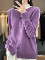 Solis | Women’s Cardigan | Round Neckline Knitted Purple