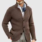 Hermosa | Men’s Cardigan | Button Front Stand Collar Brown