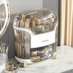 Luxury Makeup Organizer – Dustproof Makeup Storage Box with Compartments, Vanity Cosmetic Organizer, Green or White