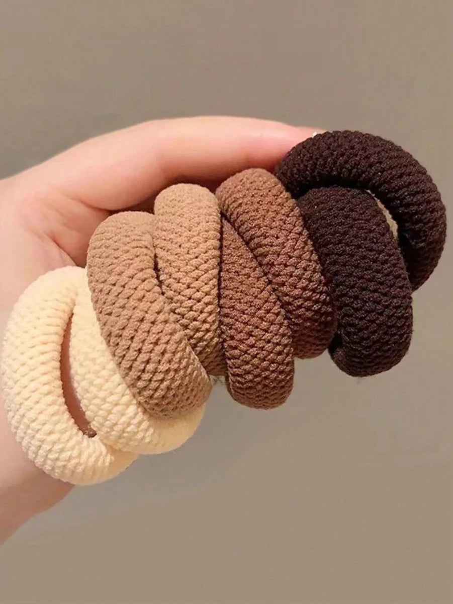 Amore | 5/10 Pack High Elasticity Thickened Hair Scrunchies - Damage-Free No-Crease Soft Cotton Ponytail Holders & Versatile Hair Ties (Mixed Colors)