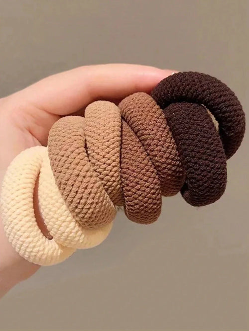 Amore | 5/10 Pack High Elasticity Thickened Hair Scrunchies - Damage-Free No-Crease Soft Cotton Ponytail Holders & Versatile Hair Ties (Mixed Colors)
