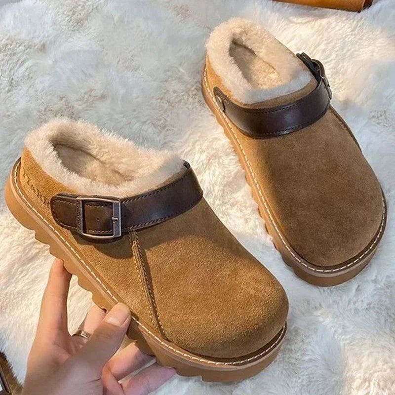 Women's Warm Clogs – Fleece Lined Winter Slippers & Mules with Soft Lining, Brown, EU 35–43 – Isana Brown