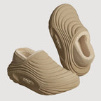 Calico | Waterproof Cotton Slippers for Couples - Warm Winter House Shoes with Thick Fleece Lining & Non-Slip Waterproof Sole for Men & Women Khaki