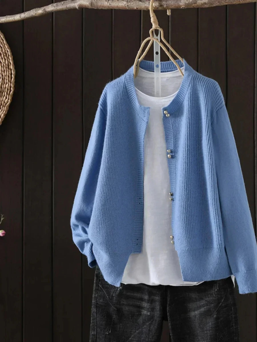 Inspire | Women's Button-Front Cardigan Sweater - Ribbed Cuffs V-Neck Knit & Casual Fall Top