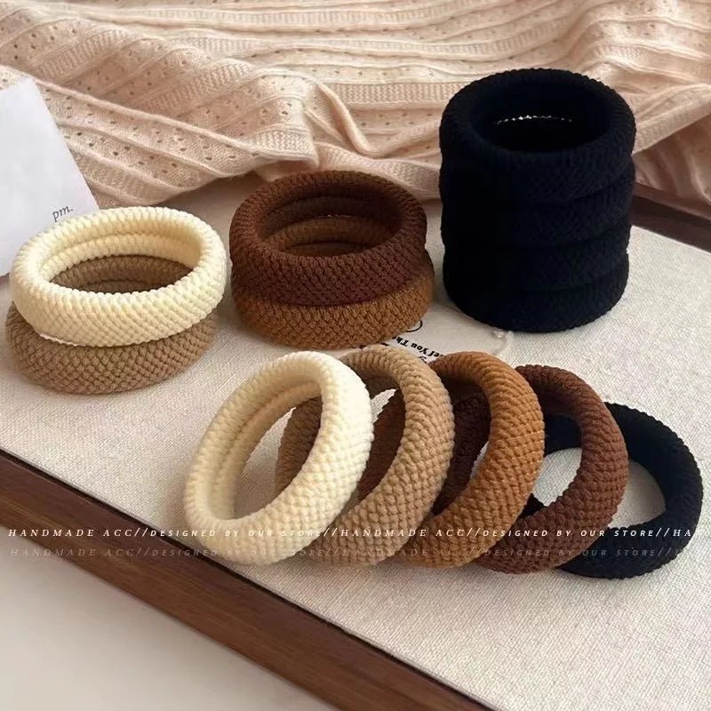 Amore | 5/10 Pack High Elasticity Thickened Hair Scrunchies - Damage-Free No-Crease Soft Cotton Ponytail Holders & Versatile Hair Ties (Mixed Colors) 10 Pcs - Mixed