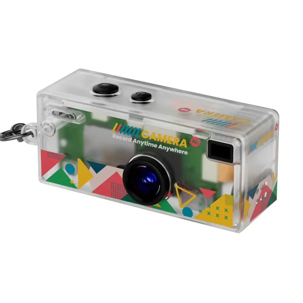 Mini Keychain Digital Camera with 0.96 Inch Screen - Retro 1080P Small Camcorder & Pocket Video Recorder with Flash, SD Card Support Transparent
