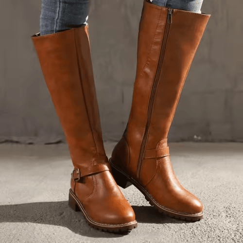 Bersh | Boots For Women | Knee High Flat Heel With Buckle Strap