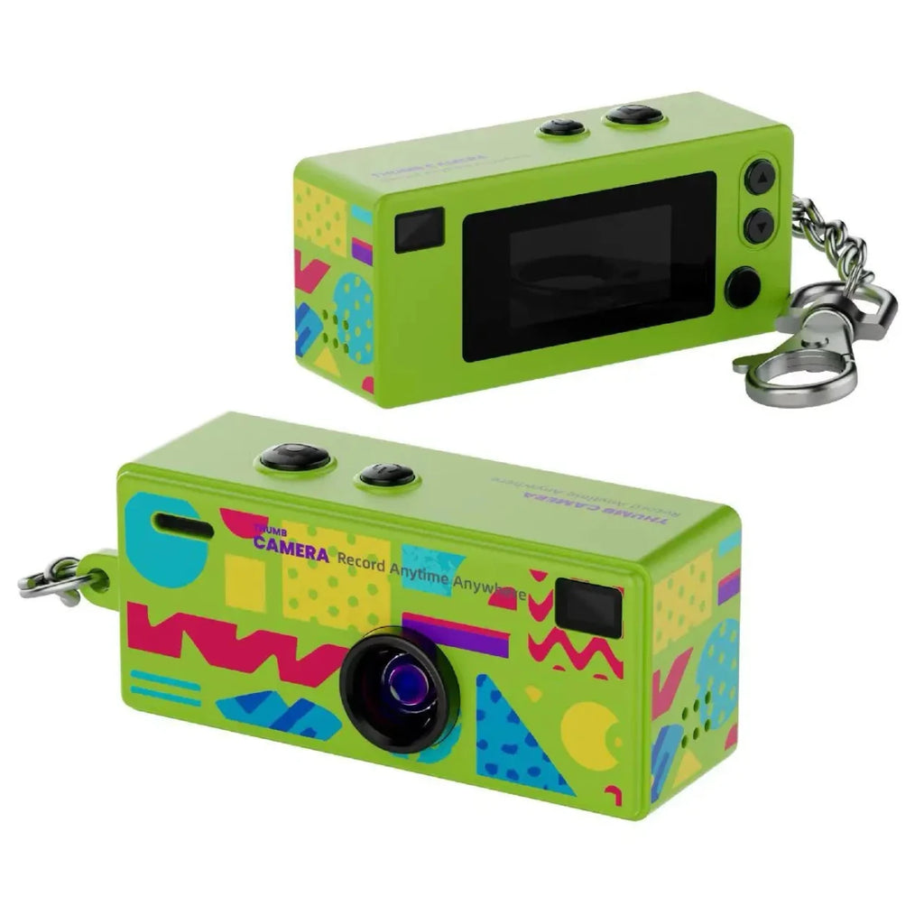 Mini Keychain Digital Camera with 0.96 Inch Screen - Retro 1080P Small Camcorder & Pocket Video Recorder with Flash, SD Card Support Cyan