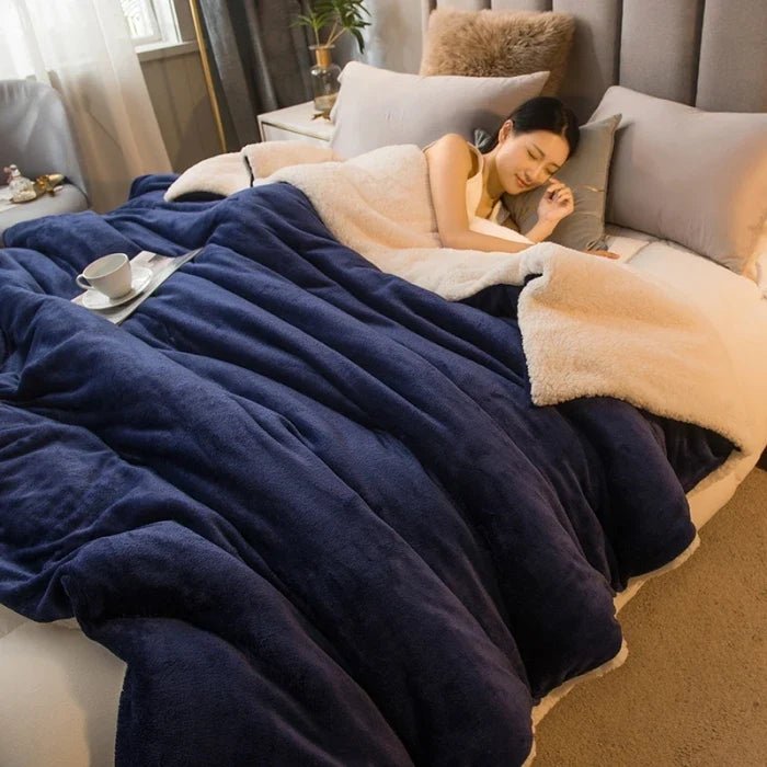 Double-Sided Flannel & Fleece Throw Blanket – Soft Warm Blanket for Bed and Couch, 12 Colors, 5 Sizes Navy Blue