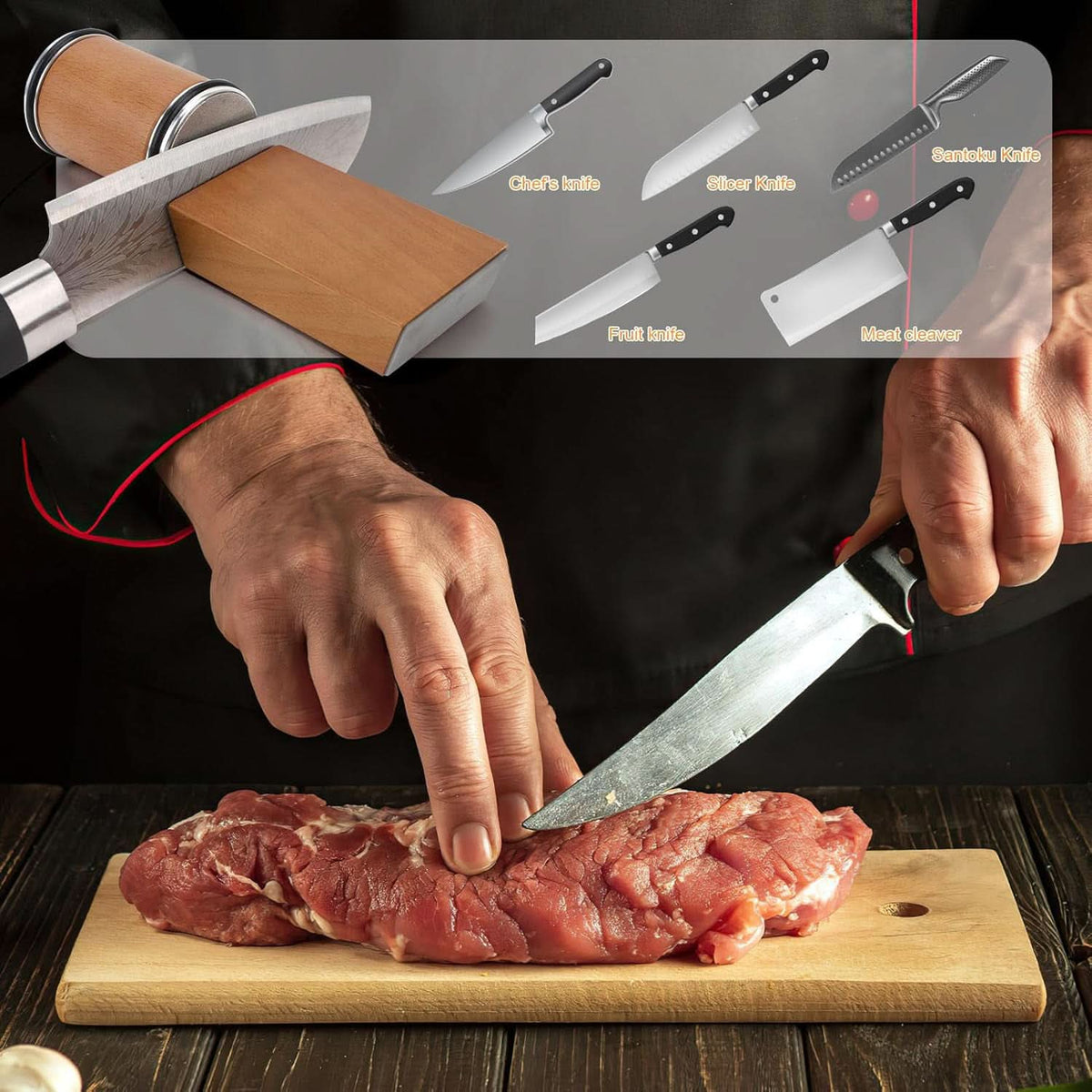 Rolling Knife Sharpener with Diamond Roller – Magnetic Angle Holder & Non-Slip Pads for Precise Sharpening – Black or Brown