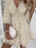 Amore | Boho Ibiza Dress | Summer Dress for Women Beige