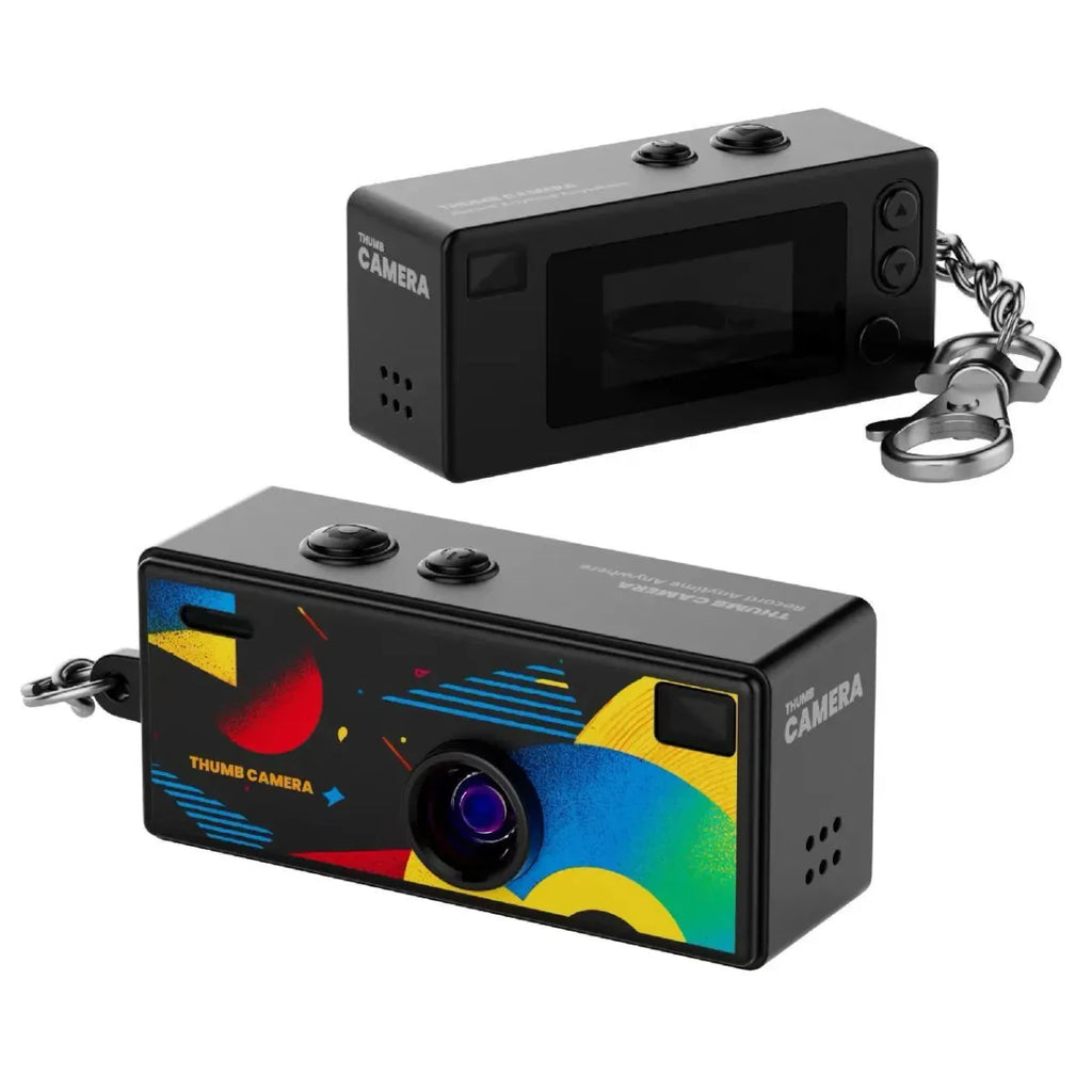 Mini Keychain Digital Camera with 0.96 Inch Screen - Retro 1080P Small Camcorder & Pocket Video Recorder with Flash, SD Card Support Black
