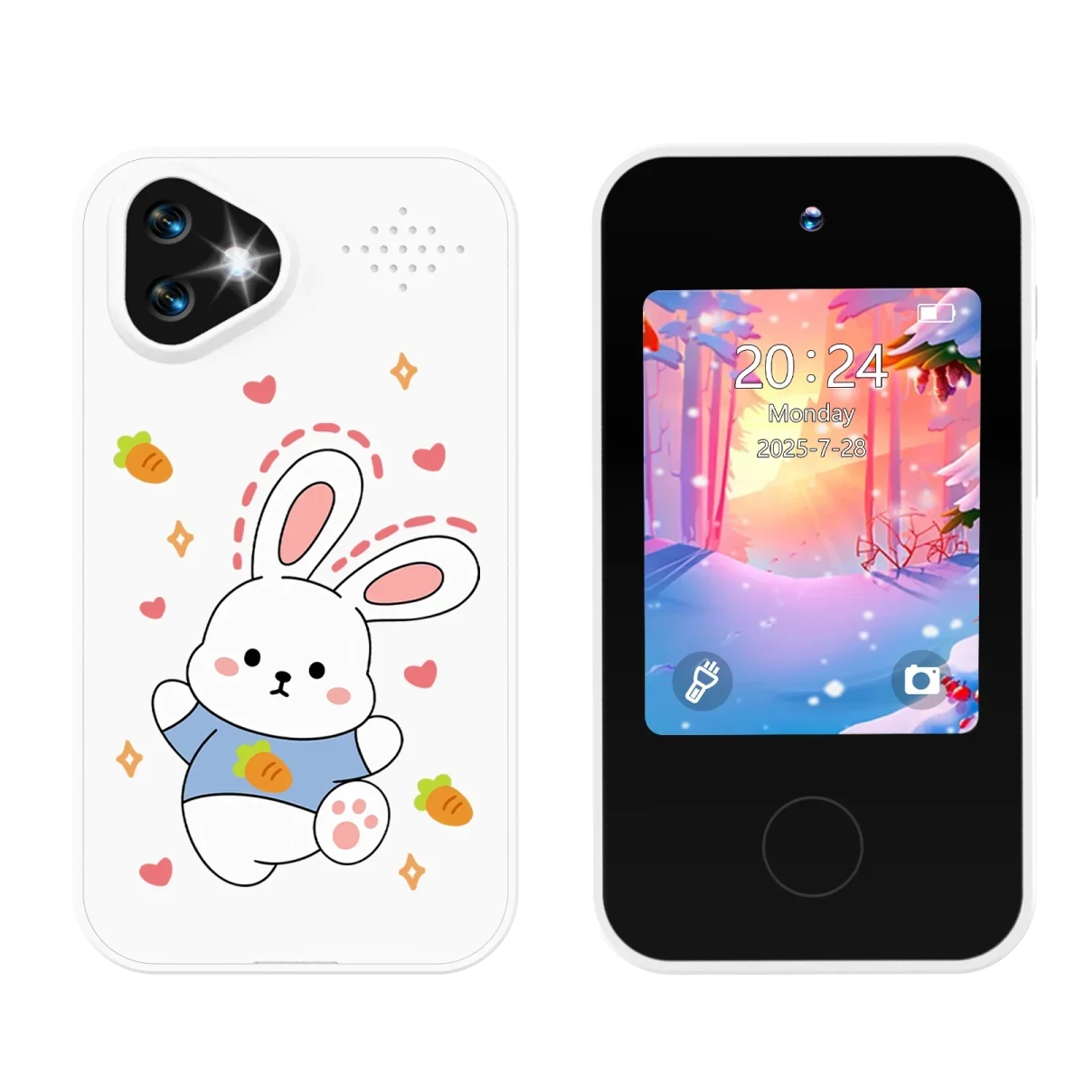 Kids Smartphone Toy with Dual Camera - 1080P HD Video & MP3 Music Player with Games Rabbit White