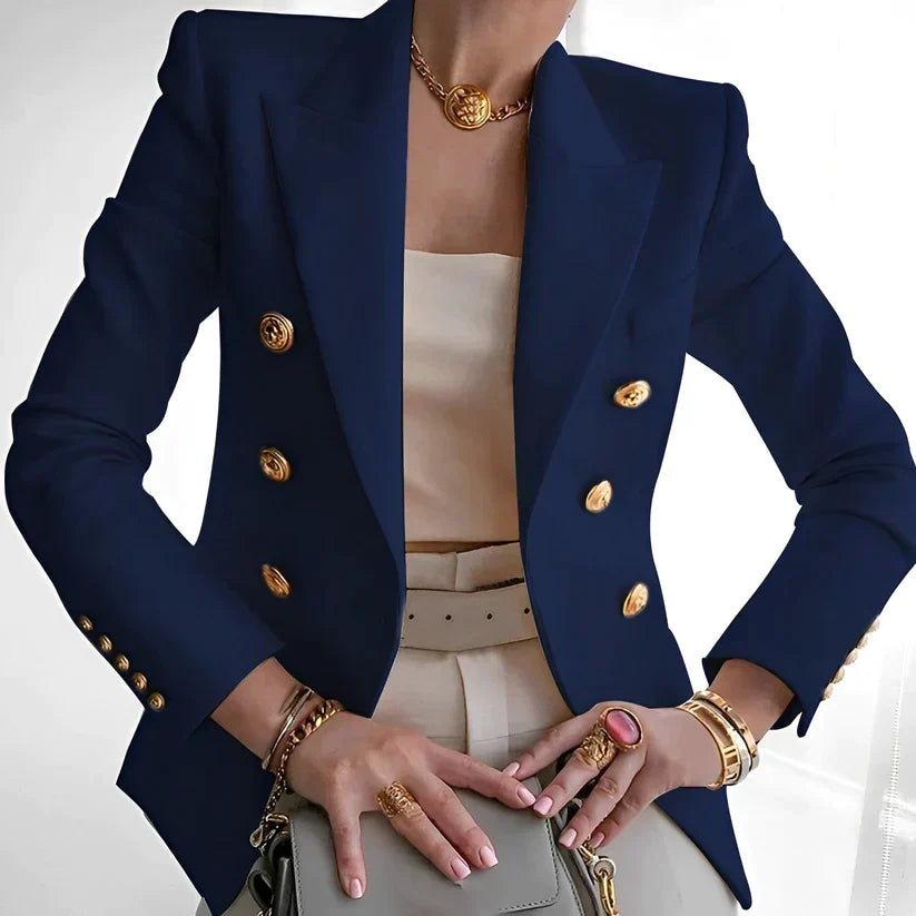 Mechi | Single-Breasted Blazer with Structured Shoulders for Women | Ideal for Formal and Professional Occasions Navy Blue