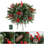 Lighted Christmas Wreath Planter Insert – 20 in Battery Operated Pre-Lit Decoration with 50 LEDs, 8 Modes & Timer