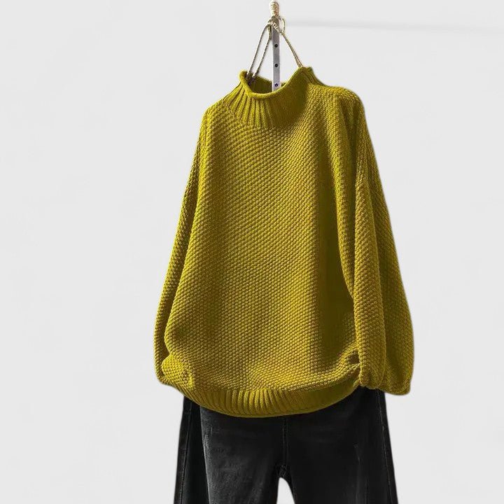 Isana | Women’s Sweater | High Ribbed Turtleneck Collar Yellow