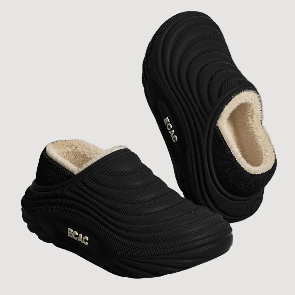 Calico | Waterproof Cotton Slippers for Couples - Warm Winter House Shoes with Thick Fleece Lining & Non-Slip Waterproof Sole for Men & Women Black