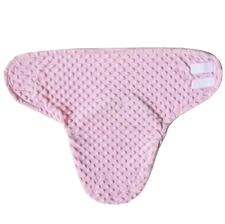 Pink textured product back display on a light beige background