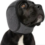Dog Noise Cancelling Ear Muffs & Waterproof Swimming Cap - Soundproof Anxiety Relief Snood, Calming Pet Headgear for Fireworks, Grooming & Thunder Grey
