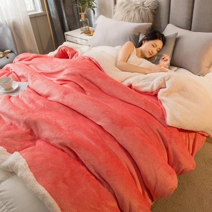 Double-Sided Flannel & Fleece Throw Blanket – Soft Warm Blanket for Bed and Couch, 12 Colors, 5 Sizes Sunset